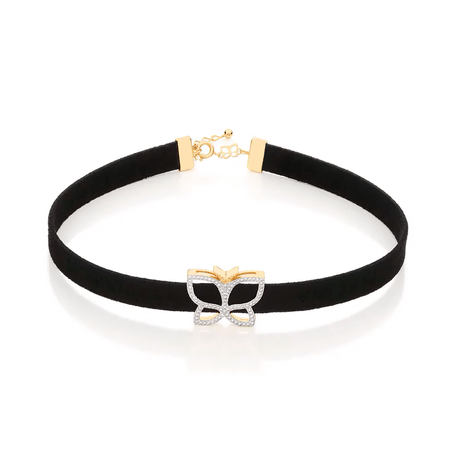 Foto de Gargantilha Choker Joia Folheada Borboleta - Tam 36
