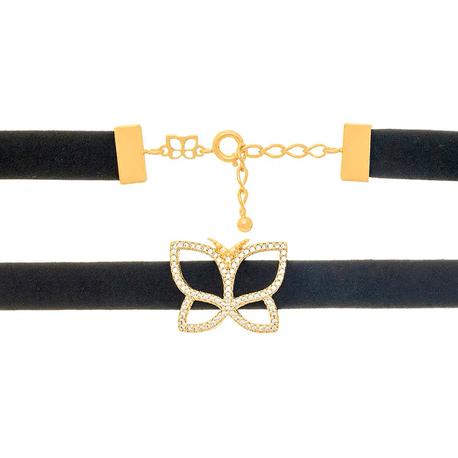 Foto de Gargantilha Choker Joia Folheada Borboleta - Tam 36