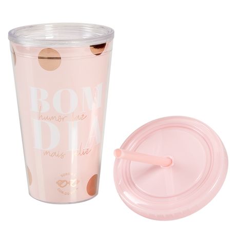 Foto de Copo Com Canudo Rosa - 500ml