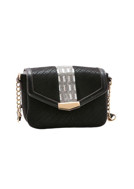 Foto de Bolsa Shine Glamour Transversal Preta - Chenson