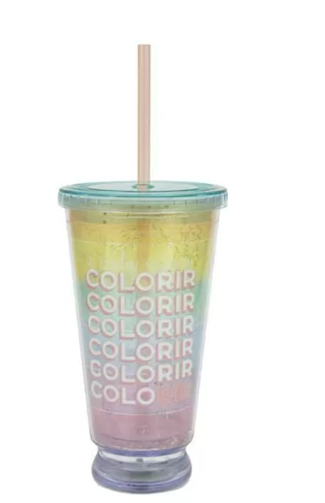 Foto de Copo com Canudo Colorido e Led - 500ml